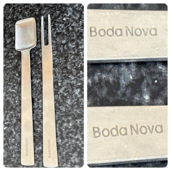 Boda Nova Sweden Modernist Cutlery Two Piece Stainless Steel Fork & Square Spoon